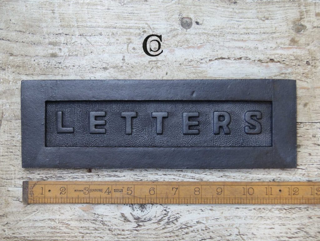 Letter Box Plate "LETTERS" Cast Antique Iron 300 x 100mm RM Ironmongery