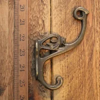 Swan Neck ‘P’ Hat & Coat Hook – Antique Brass 130mm (4 Hole Fixing)