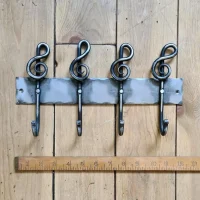 4 Stave Music Hook Rail – Cast Iron Wall Rack (300mm)