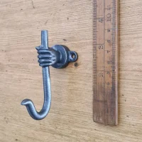 Shepherd's Stick Coat Hook – Cast Iron Hand Hook (90mm)