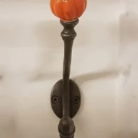 Albany Acorn Coat Hook – Cast Iron with Orange Ceramic Tip (125mm)