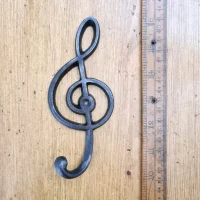 Music Clef Coat Hook – Decorative Cast Iron Wall Hook (Antique Finish, 160mm)