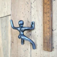 Climbing Man Coat Hook – Cast Iron Wall Hook with Antique Finish (100mm)