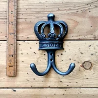 Queen’s Crown Hook – Cast Iron Double Robe Hook (100mm x 140mm)