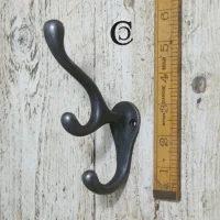 triple antler coat hook in cast antique iron