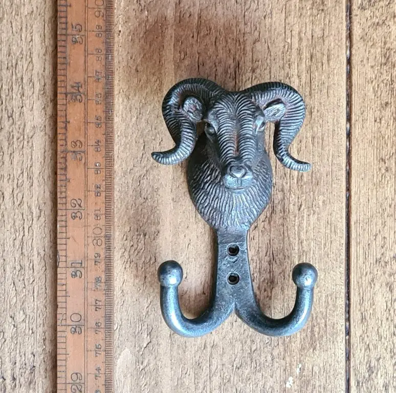 Rams head double coat hook