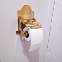 Brass toilet roll holder with lid